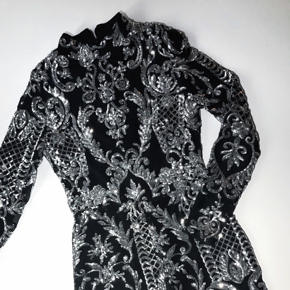 LAST 1▪️Sequin Black Silver Party Romper - Picture 5 of 8